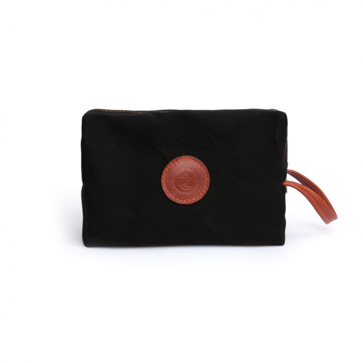 Necessaire Lona & Couro Preto