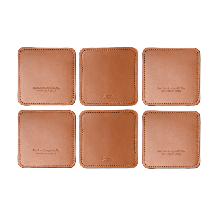Kit 6 Porta Copos Jaka | Black & Tan