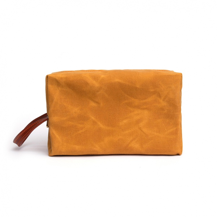 Necessaire Lona & Couro Mostarda