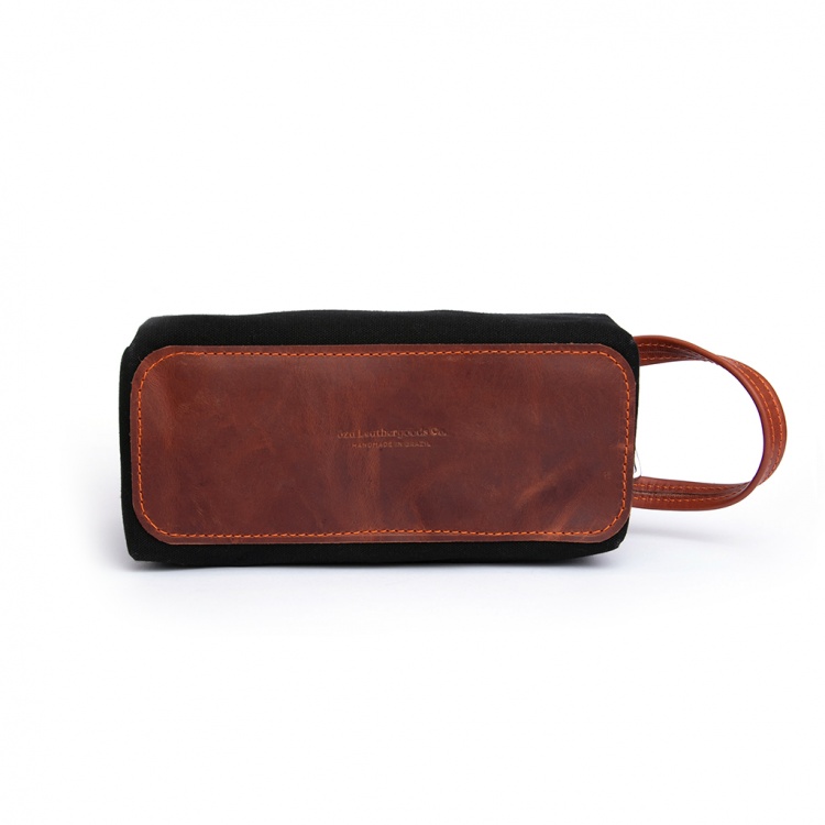 Necessaire Lona & Couro Preto