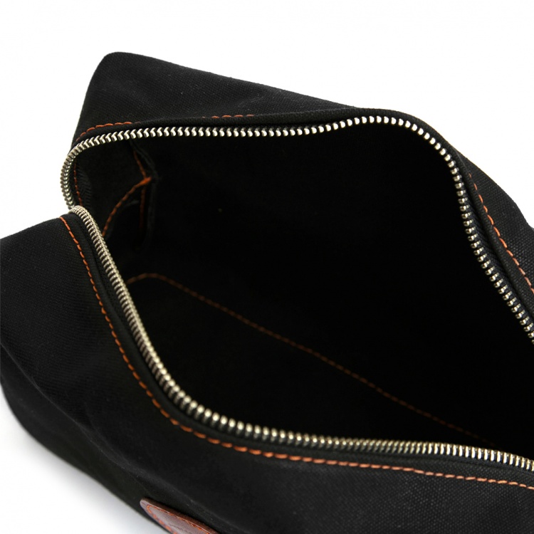 Necessaire Lona & Couro Preto