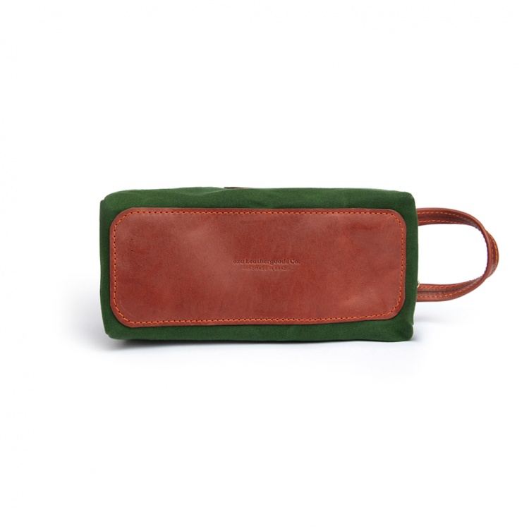Necessaire Lona & Couro Musgo