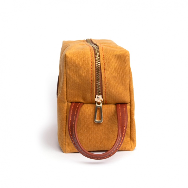 Necessaire Lona & Couro Mostarda