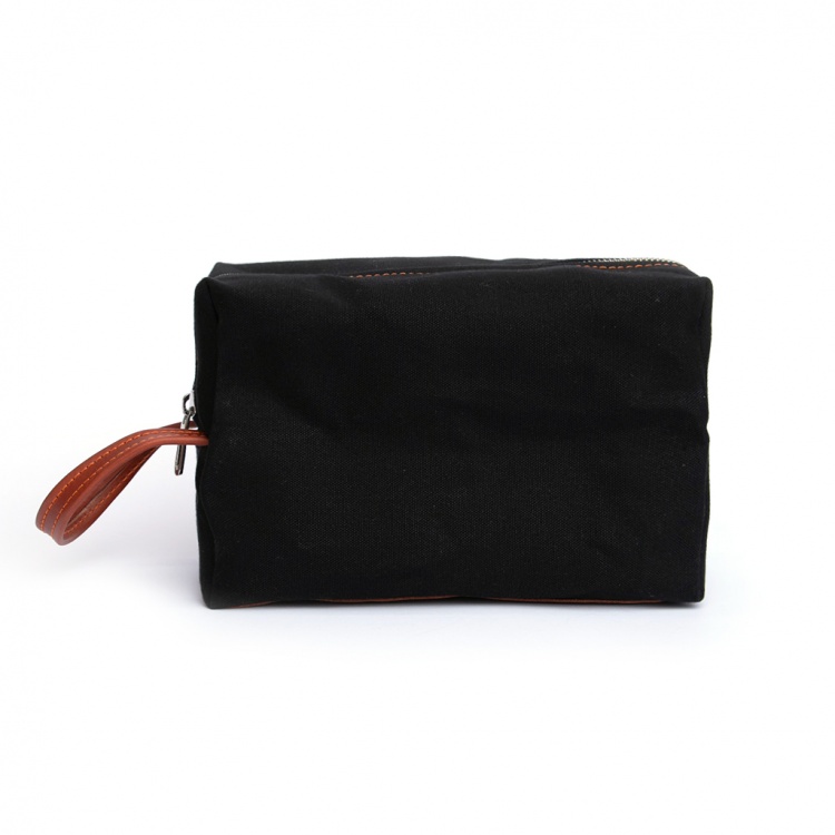 Necessaire Lona & Couro Preto