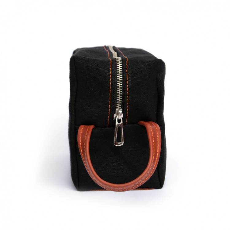 Necessaire Lona & Couro Preto